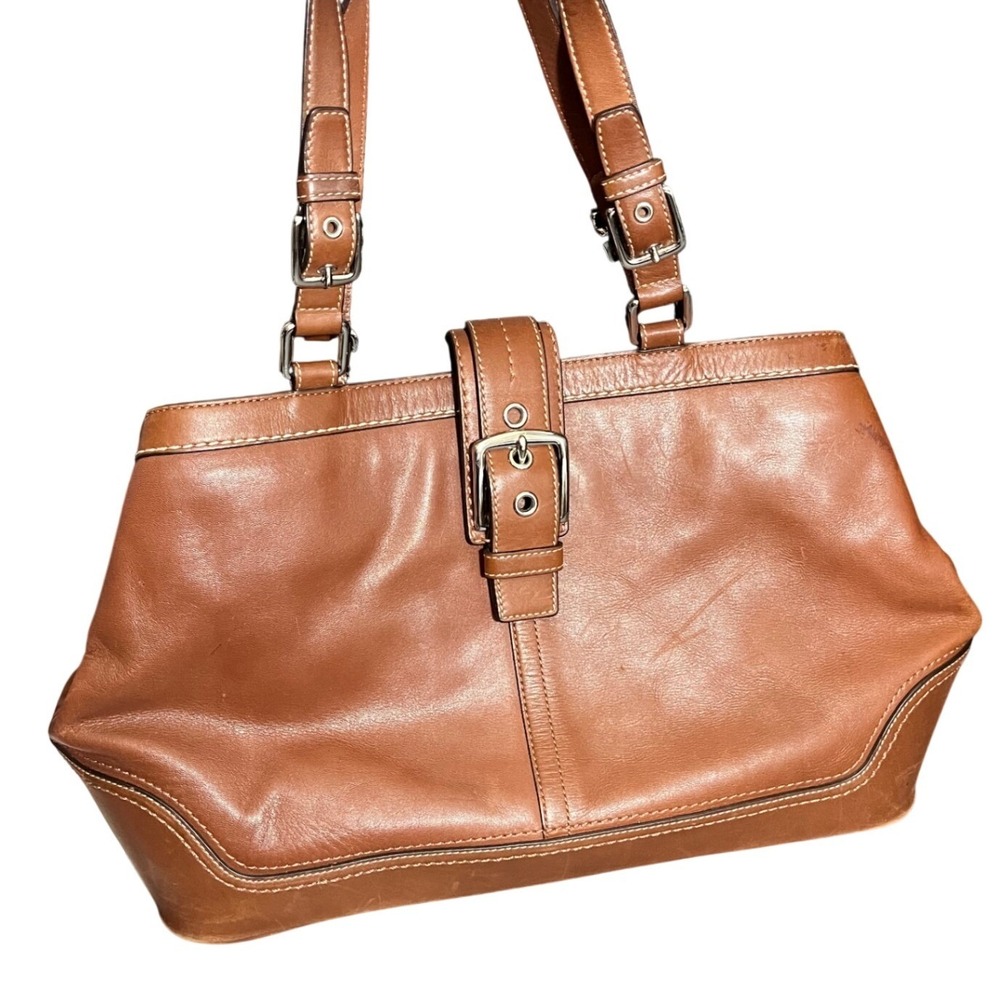 Coach MEDIUM F12603 Vintage Cognac‎ Y2K Soho Hampton Leather Satchel Purse Bag
